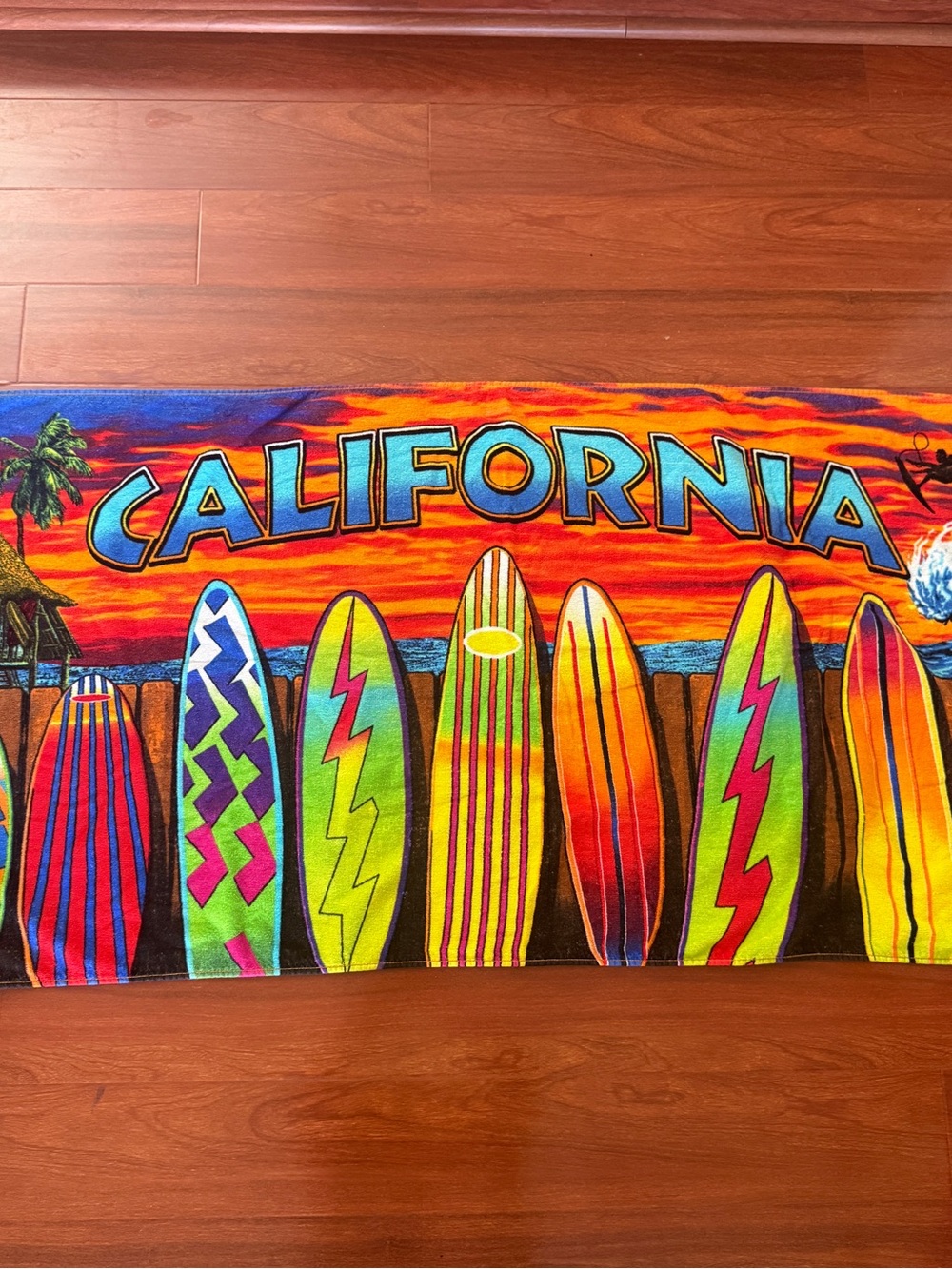 California Scene "California" Surfboard Beach Towel - Vibrant Multicolor 56"x30"